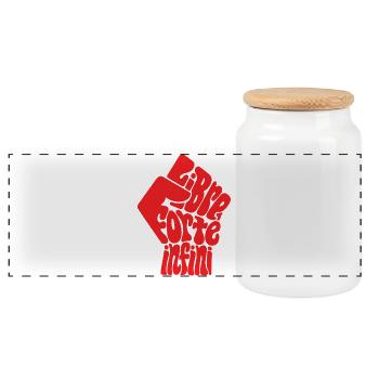 LIBRE FORTE fem - let's talk - Panoramic Cookie Jar with Wooden Lid - white - Front