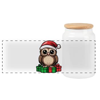 Cadeaux de Noël pour Hibou - Boîte à biscuits avec couvercle en bois - blanc - Devant