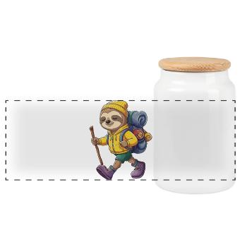 Randonnée paresseuse mignonne camping Aventure Backpacker - Boîte à biscuits avec couvercle en bois - blanc - Devant