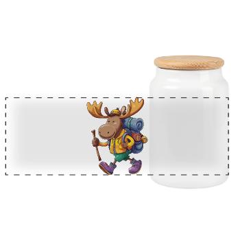 Charmant orignal Randonnée Camping, Aventure Routardière - Boîte à biscuits avec couvercle en bois - blanc - Devant