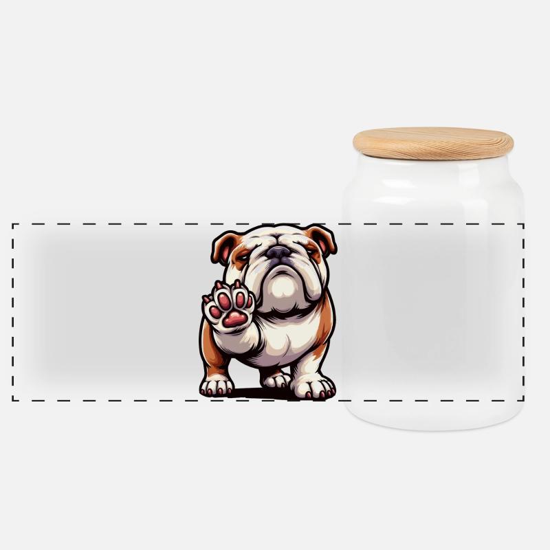 Bouledogue anglais Bully Bully Propriétaire Bullyfan - Boîte à biscuits avec couvercle en bois - blanc