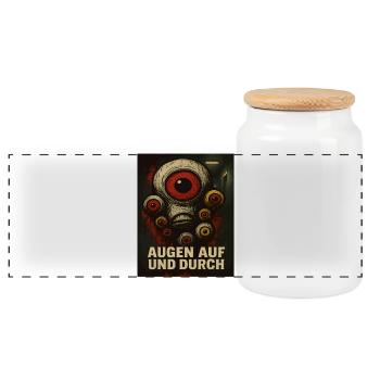 Augen Auf Und Durch Monster - Panorama Keksdose mit Holzdeckel - Weiß - Vorne