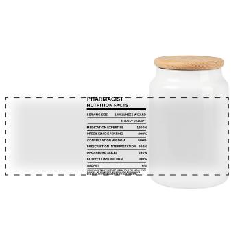 Pharmacist Nutrition Facts Funny Pharm Tech gifts  - Panoramic Cookie Jar with Wooden Lid - white - Front