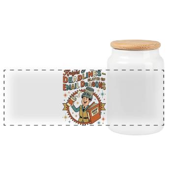 Knight of Deadlines - Panorama Keksdose mit Holzdeckel - Weiß - Vorne