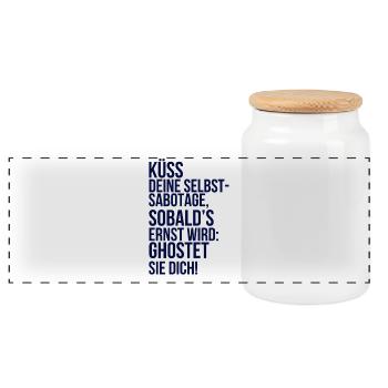 À propos de la folie : Embrasse ton auto-sabotage - Boîte à biscuits avec couvercle en bois - blanc - Devant