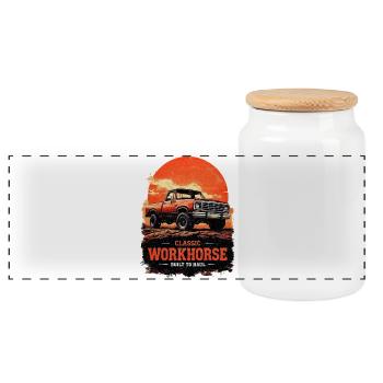 Klassischer Workhorse Truck – Sunset Hauler - Panorama Keksdose mit Holzdeckel - Weiß - Vorne