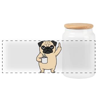 Carlin agacé avec un doigt d’honneur au café - Boîte à biscuits avec couvercle en bois - blanc - Devant
