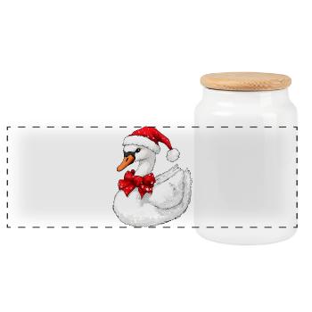 Noël des cygnes - Boîte à biscuits avec couvercle en bois - blanc - Devant