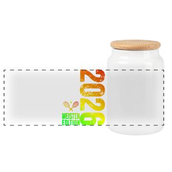 Tennis Master edition 2026 colorful - Panoramic Cookie Jar with Wooden Lid - white - Front