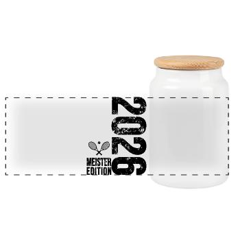 Tennis Master Edition 2026 n black - Panoramic Cookie Jar with Wooden Lid - white - Front