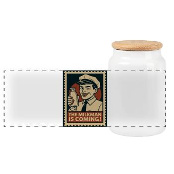 Le laitier arrive ! - Boîte à biscuits avec couvercle en bois - blanc - Devant
