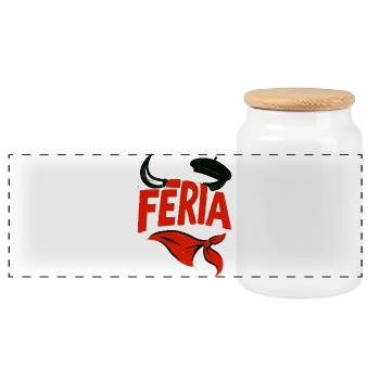 Féria - Pays Basque - Boîte à biscuits avec couvercle en bois - blanc - Devant