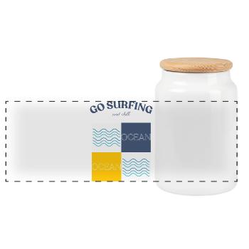 Go surfing and chill - Panorama Keksdose mit Holzdeckel - Weiß - Vorne