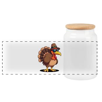 Thanksgiving Drôle Dinde de Thanksgiving - Boîte à biscuits avec couvercle en bois - blanc - Devant