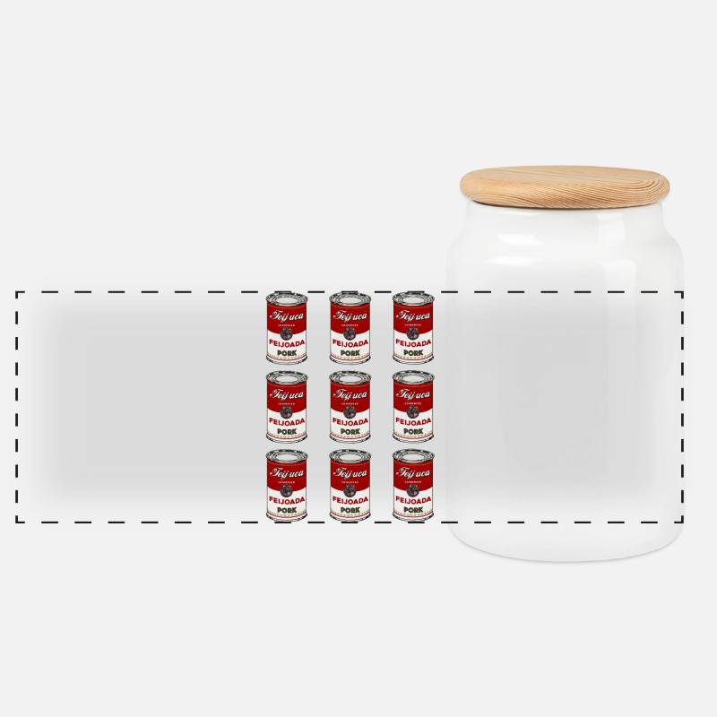 Motif de canette de porc Feijoada - Boîte à biscuits avec couvercle en bois - blanc
