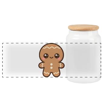 Petit bonhomme en pain d’épices de Kawaii - Boîte à biscuits avec couvercle en bois - blanc - Devant