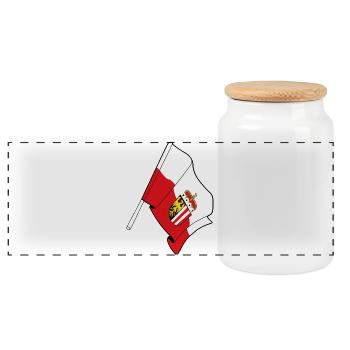 Upper Austria Flag - Panoramic Cookie Jar with Wooden Lid - white - Front
