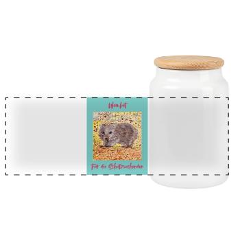 Wombat Shelter Seeker Illustration - Panoramic Cookie Jar with Wooden Lid - white - Front