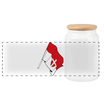 Wiener Länsflagge - Panorama Keksdose mit Holzdeckel - Weiß - Vorne