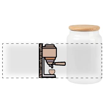 Rely on my coffee - Panoramic Cookie Jar with Wooden Lid - white - Front