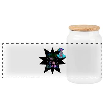 Relaxed-Star Sloth1 - Panoramic Cookie Jar with Wooden Lid - white - Front