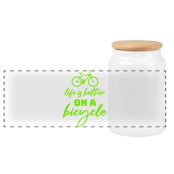 Life is better on a bicycle Cycling Saying Sport - Panoramic Cookie Jar with Wooden Lid - white - Front