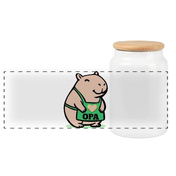 GRANDPA CAPYBARA CHEF - Panoramic Cookie Jar with Wooden Lid - white - Front
