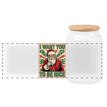 Weihnachts-Santa Sei Nett Lustig - Panorama Keksdose mit Holzdeckel - Weiß - Vorne