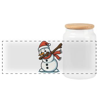 Dabbing Schneemann Dab - Panorama Keksdose mit Holzdeckel - Weiß - Vorne