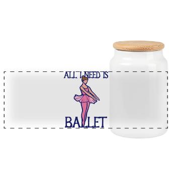 Tout ce dont j’ai besoin, c’est du ballet - Boîte à biscuits avec couvercle en bois - blanc - Devant