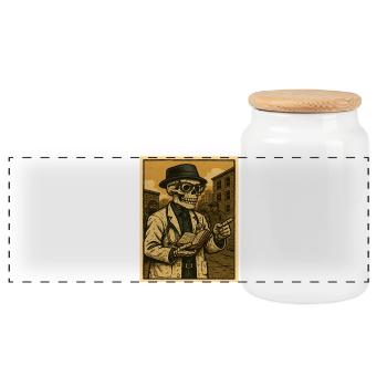 Docteur squelette rétro avec livre - Boîte à biscuits avec couvercle en bois - blanc - Devant