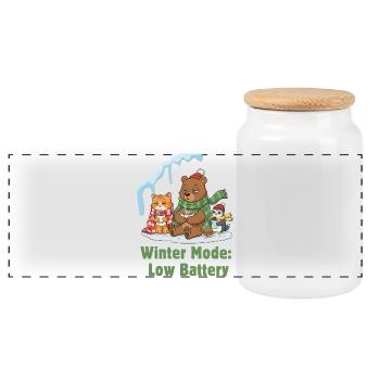 Mode hiver : Fatigué, Enveloppé et Affamé - Boîte à biscuits avec couvercle en bois - blanc - Devant
