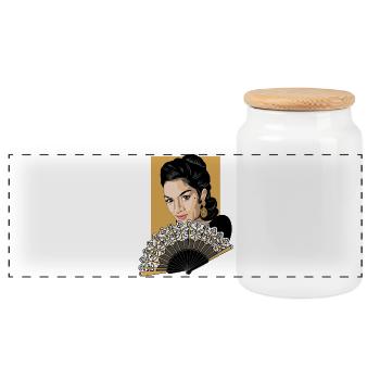 LOLA Fan - Boîte à biscuits avec couvercle en bois - blanc - Devant
