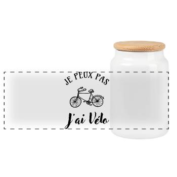 I can't I Bike - Panoramic Cookie Jar with Wooden Lid - white - Front
