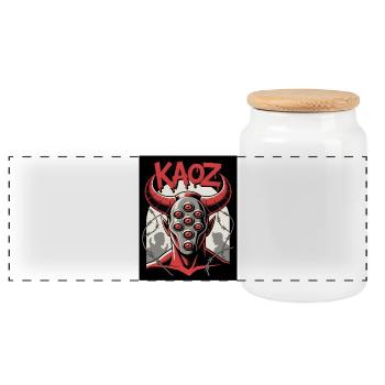 KAOZ Demon with Eyes - Panoramic Cookie Jar with Wooden Lid - white - Front