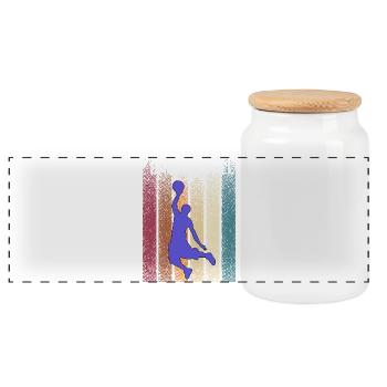 Basket-ball - Boîte à biscuits avec couvercle en bois - blanc - Devant