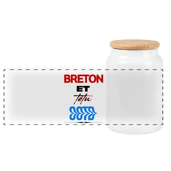 Breton and stubborn – Breton pride - Panoramic Cookie Jar with Wooden Lid - white - Front