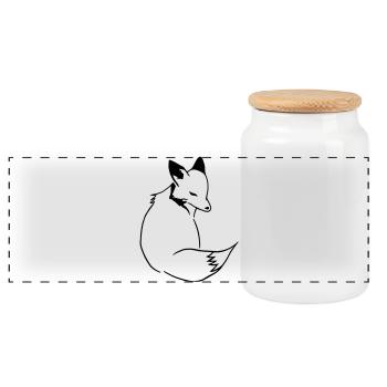 Fuchs Comic: Schlau, Foxy & Manga Style - Panorama Keksdose mit Holzdeckel - Weiß - Vorne