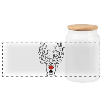 Weihnachten Rudolph - Rentier Elch Santa Claus - Panorama Keksdose mit Holzdeckel - Weiß - Vorne