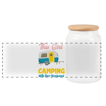 This Girl Loves Camping With Her Husband Design - Panorama Keksdose mit Holzdeckel - Weiß - Vorne