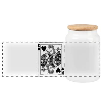 Cheval Roi Cœur - Cadeau de cartes à jouer d’équitation - Boîte à biscuits avec couvercle en bois - blanc - Devant