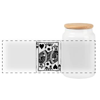 Heart King Football - Cadeau de cartes à jouer - Boîte à biscuits avec couvercle en bois - blanc - Devant