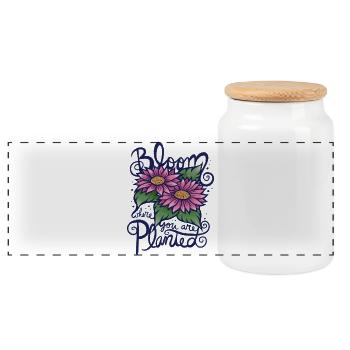 Fleurir là où tu es Plantez Tournesols - Boîte à biscuits avec couvercle en bois - blanc - Devant
