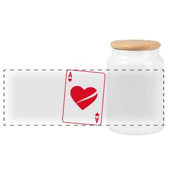Costume de poker Heart Ace Funny pour femmes - Boîte à biscuits avec couvercle en bois - blanc - Devant