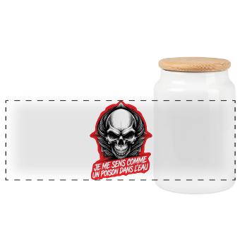 POISON IN THE WATER #1 - let's talk - Panoramic Cookie Jar with Wooden Lid - white - Front