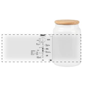 Darts,DartsDart Blueprint - Panoramic Cookie Jar with Wooden Lid - white - Front