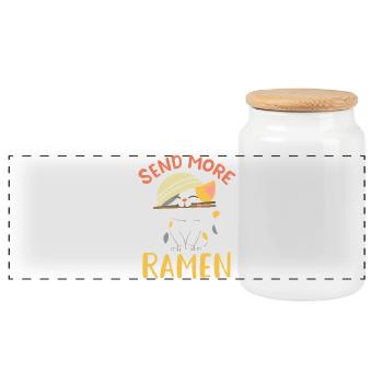 Send More Ramen Cute Kawaii Cat Noodle Art - Panorama Keksdose mit Holzdeckel - Weiß - Vorne
