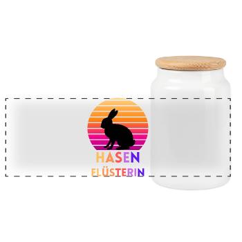 Bunny Whisperer - Panoramic Cookie Jar with Wooden Lid - white - Front