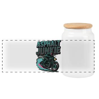 asphalt junkie - moto - Boîte à biscuits avec couvercle en bois - blanc - Devant
