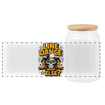 Line Dance Skull Western – What Else? - Panoramic Cookie Jar with Wooden Lid - white - Front